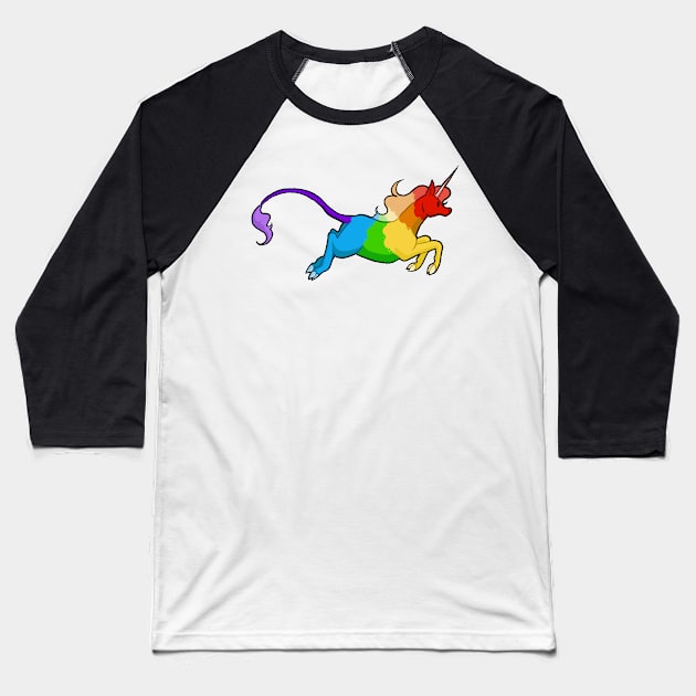 Rainbow Pride Unicorn Baseball T-Shirt by Khalico